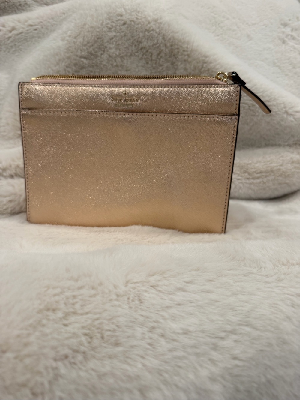 kate spade Metallic Rose Gold Zip crossbody